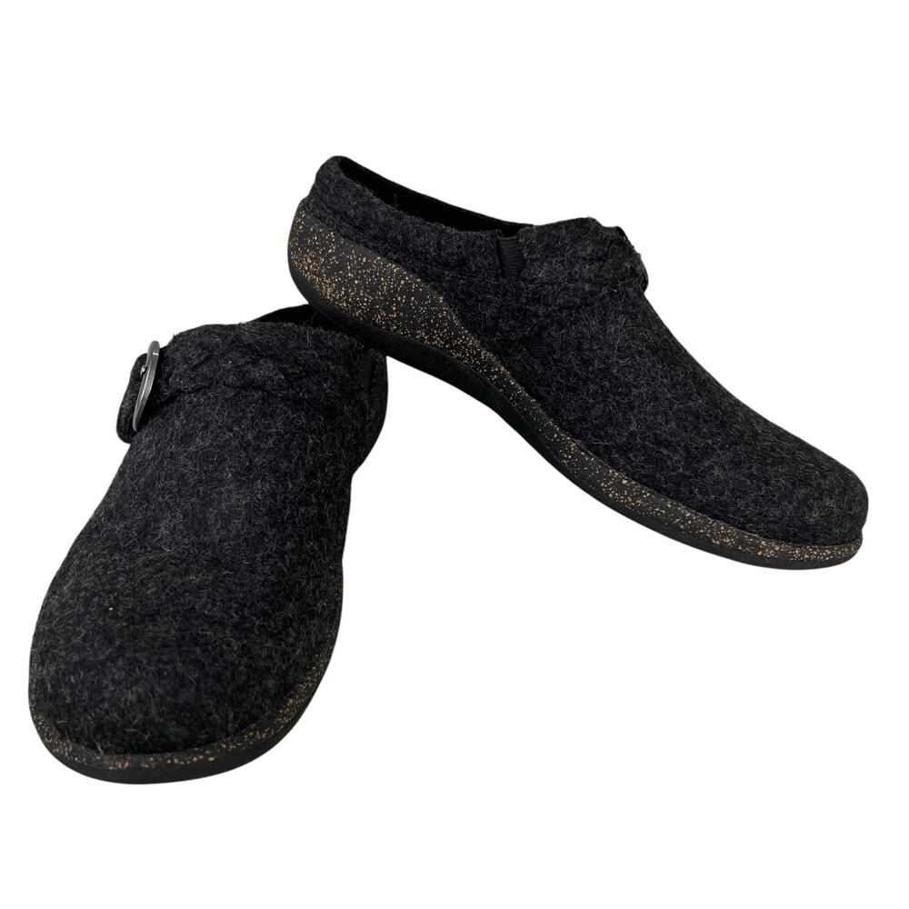 Aetrex Libby Comfort Clog 41 Black Charcoal Wool 10